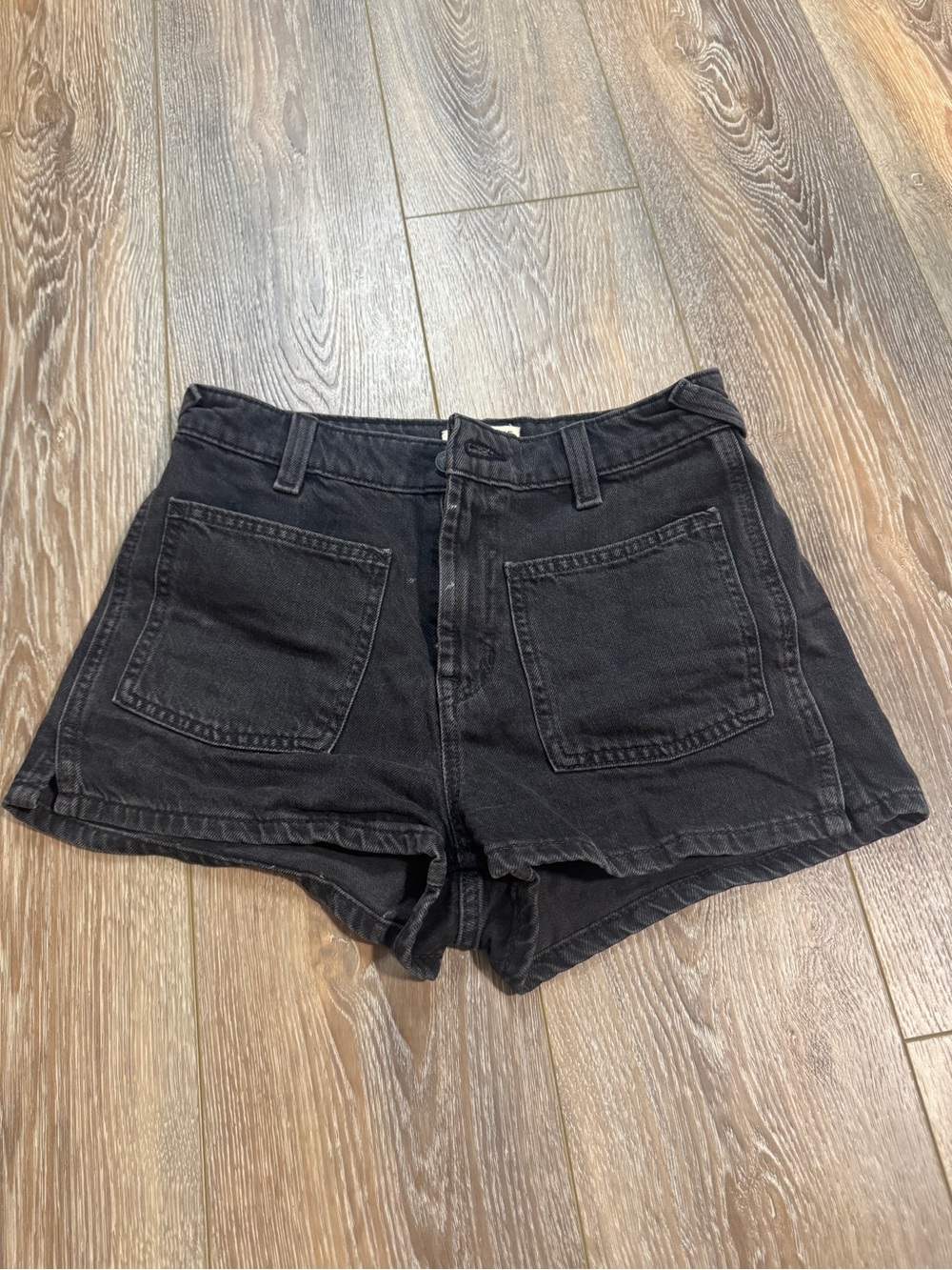 We The Free Black High-Rise Patch Pocket Denim Shorts